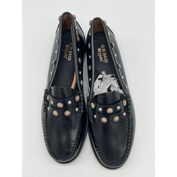 G.H. Bass Weejuns Womens Size 6M Black Studded Loafers Leather - Picture 6 of 12